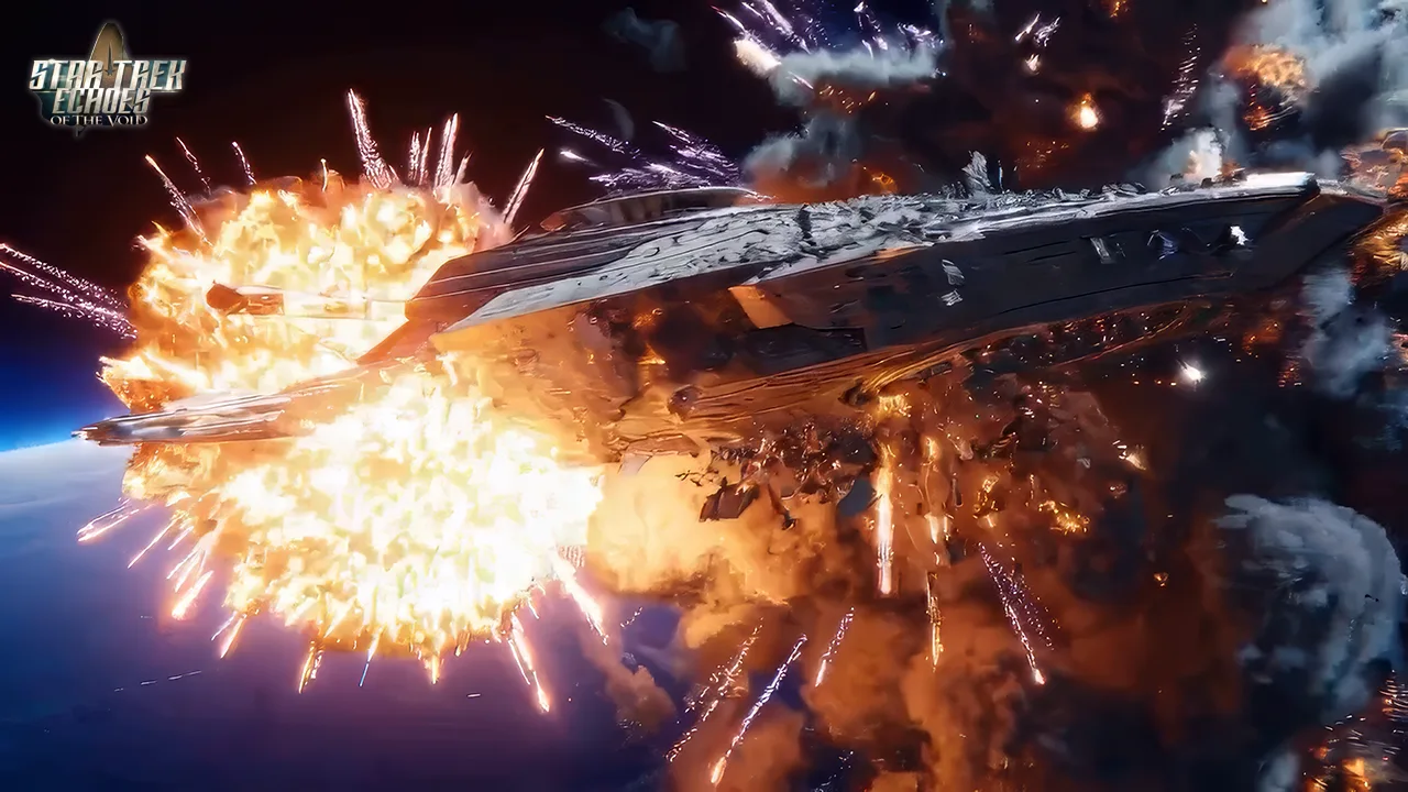 Star Trek Echoes concept artwork showing a spacecraft amid an explosion